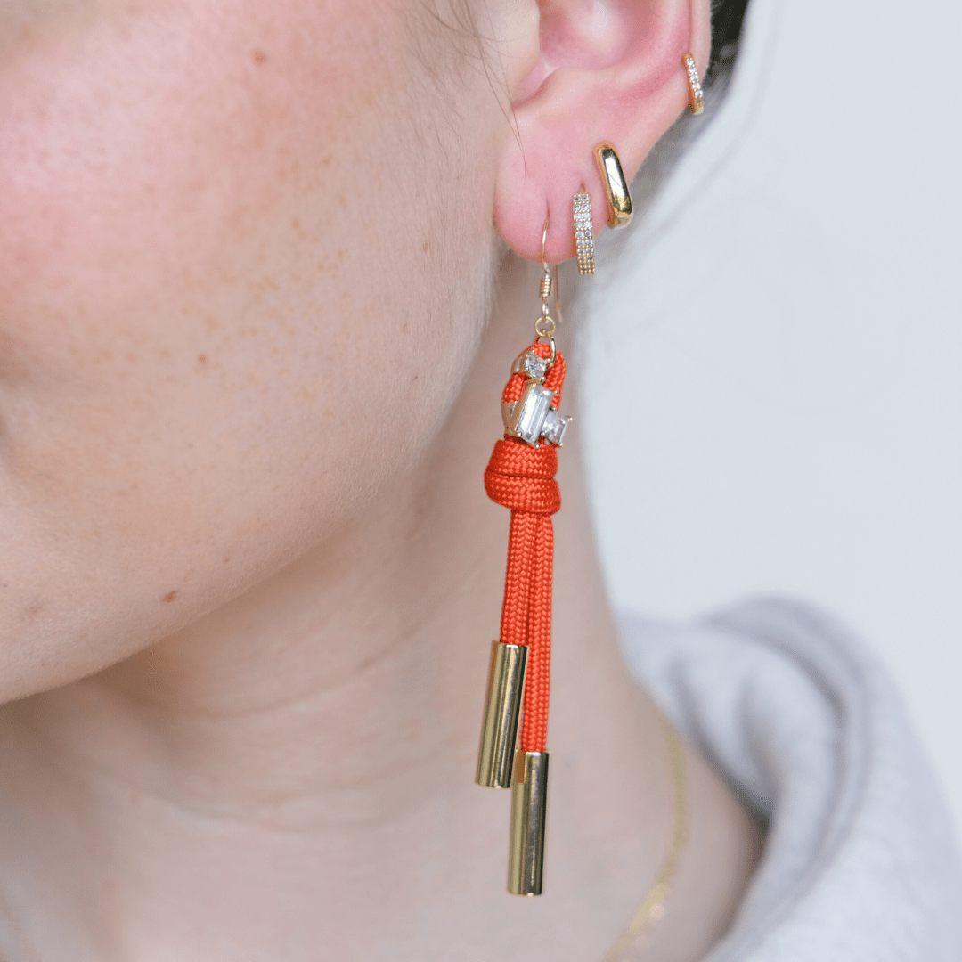 Denver Cord and Crystal Earring, Orange Luxe - Spirit & Company