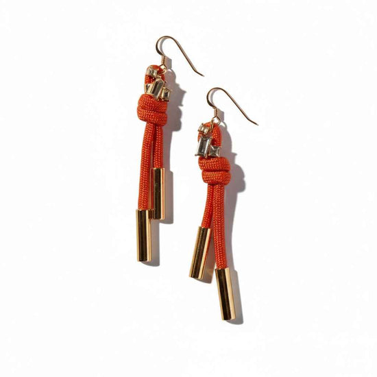 Denver Cord and Crystal Earring, Orange Luxe