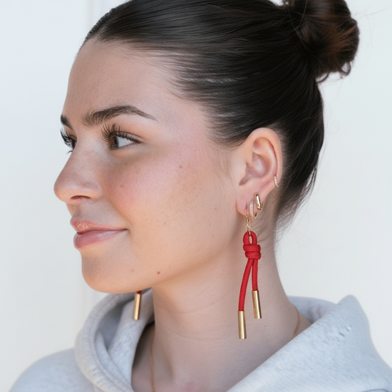 Red Denver Cord Earrings