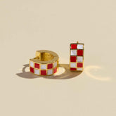 Red & White Checkered Enamel Huggies