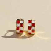 Red & White Checkered Enamel Huggies