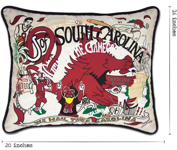 South Carolina, University of Collegiate Hand-Embroidered Pillow