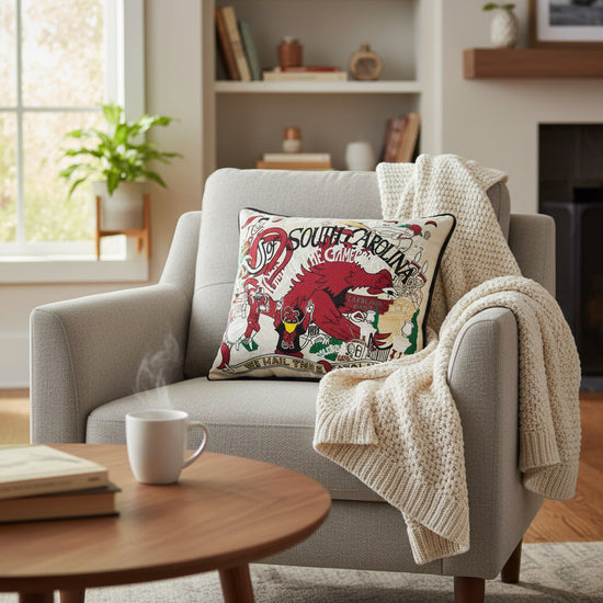 South Carolina, University of Collegiate Hand-Embroidered Pillow