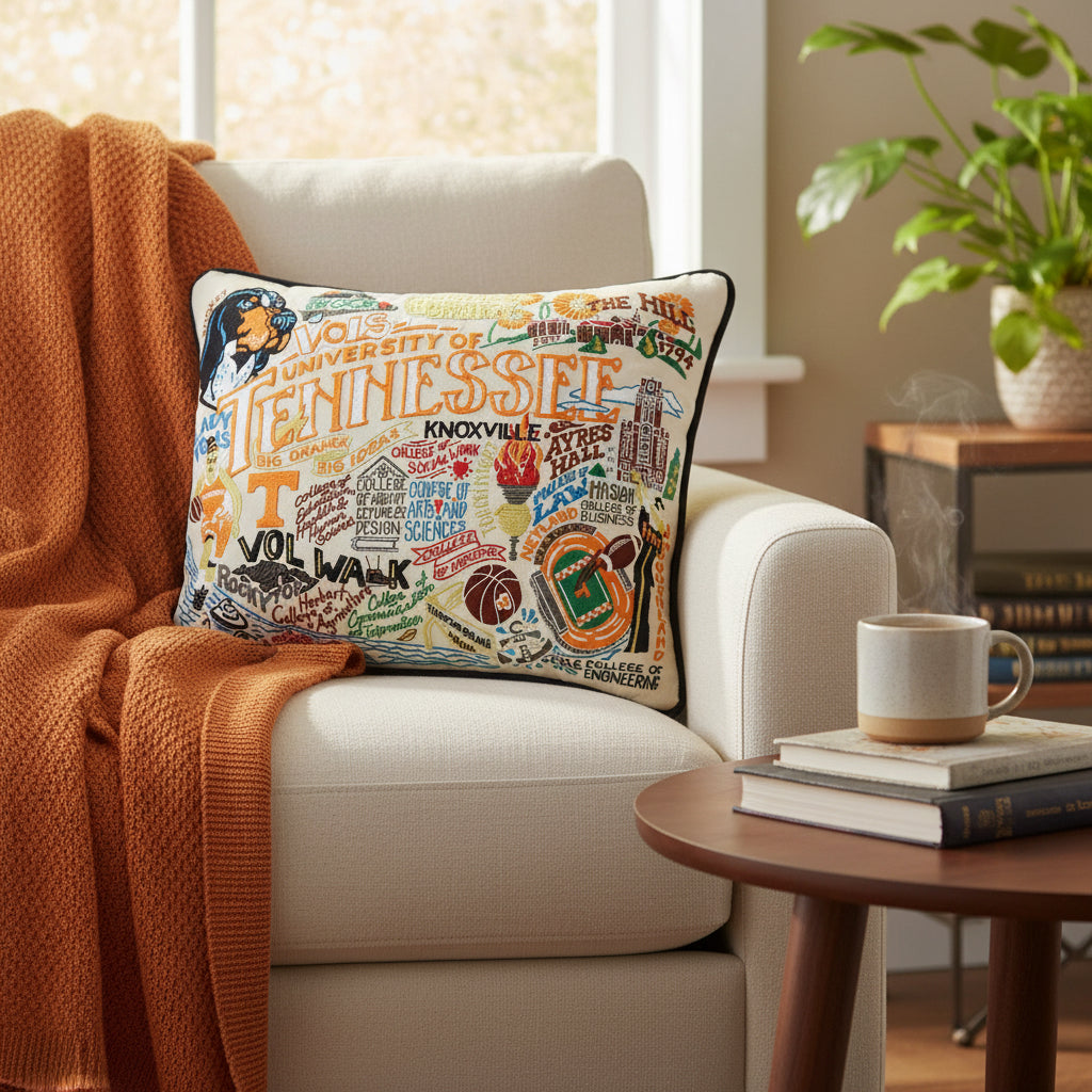 Tennessee, University of Collegiate Hand-Embroidered Pillow