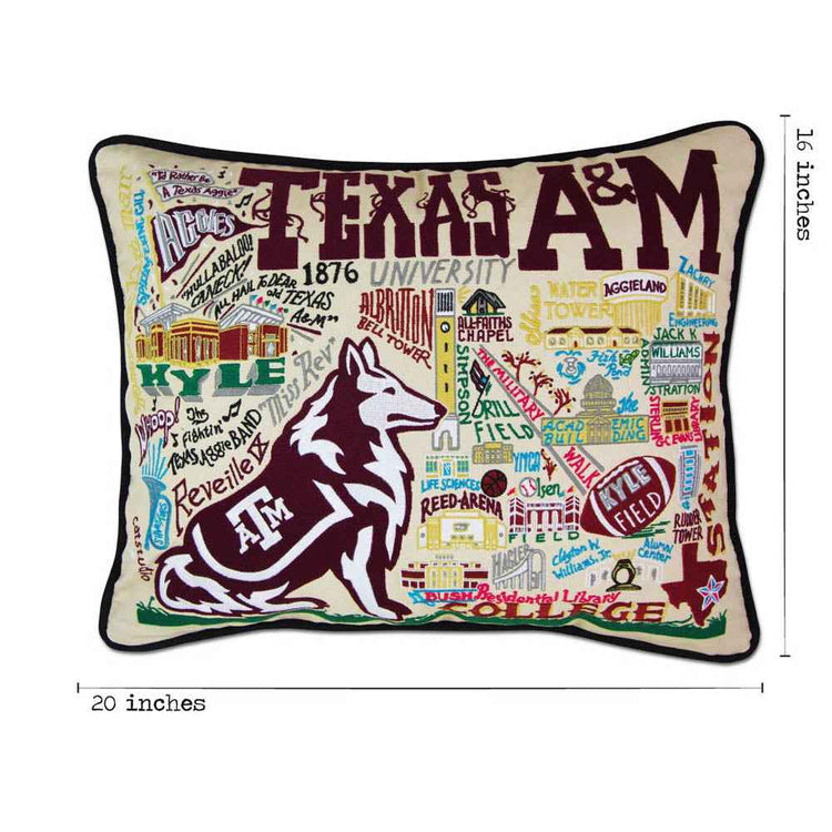 Texas A&M University Collegiate Embroidered Pillow by CatStudio