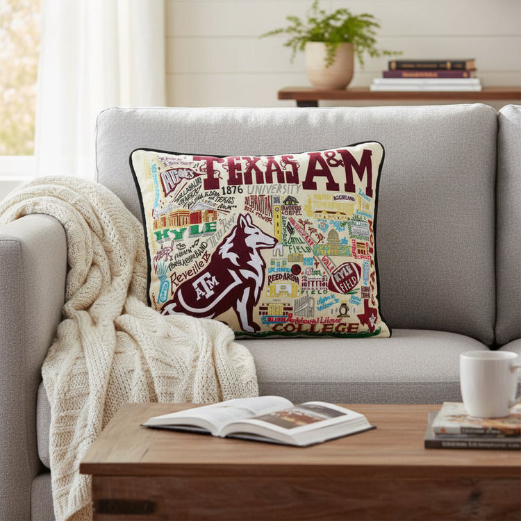 Texas A&M University Collegiate Embroidered Pillow by CatStudio