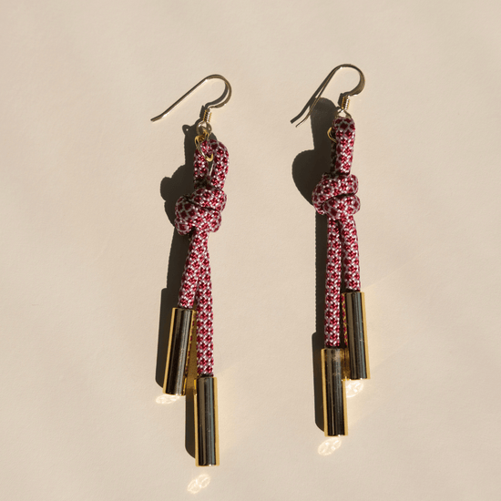 Maroon & White Denver Cord Earring - Spirit & Company