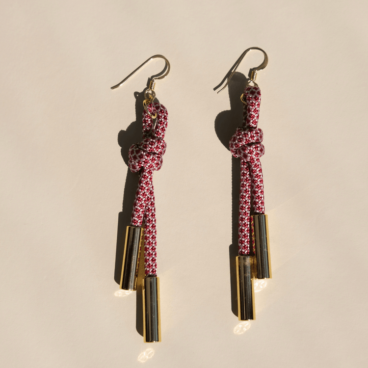 Maroon & White Denver Cord Earring - Spirit & Company