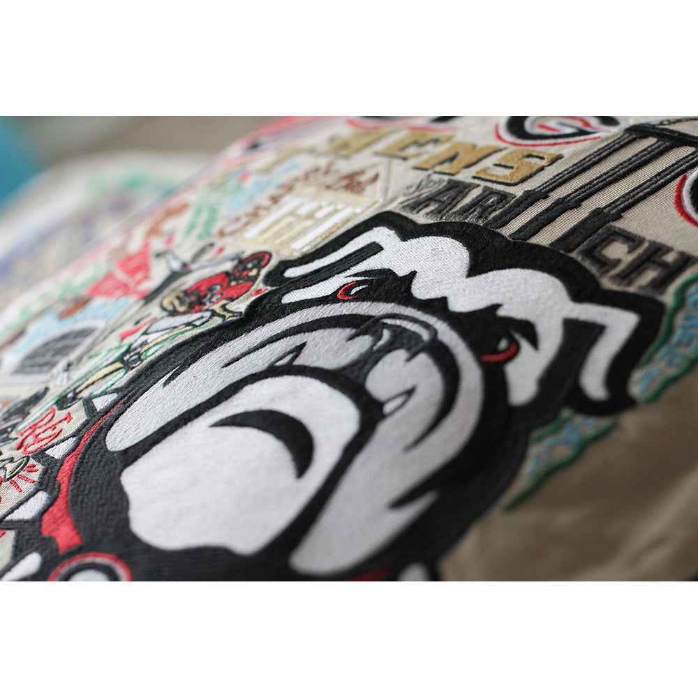 University of Georgia Collegiate Hand-Embroidered Pillow