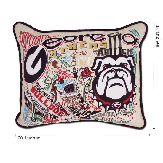 University of Georgia Collegiate Hand-Embroidered Pillow