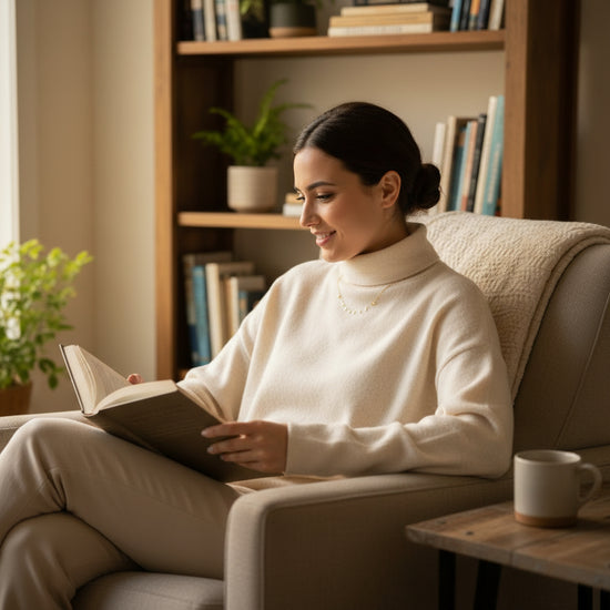 Gold necklace with small decorative elements on a beige background