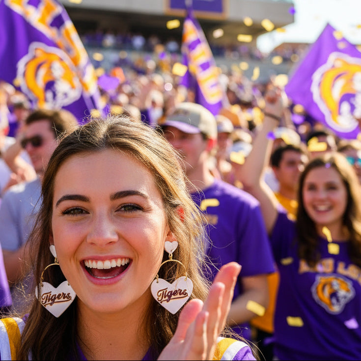 Heart-shaped earrings with &