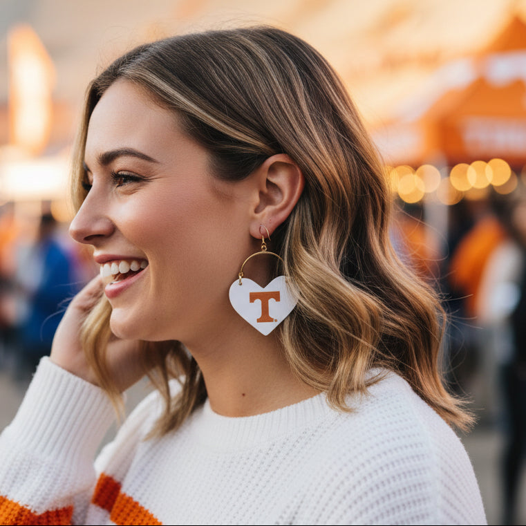 Heart-shaped earrings with &