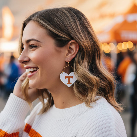 Heart-shaped earrings with &