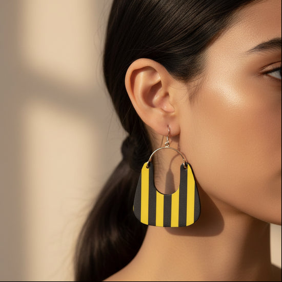 Yellow & Black Stripe Nora Earrings